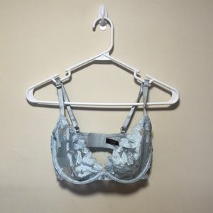 Unlined Floral Embroidered Demi Bra